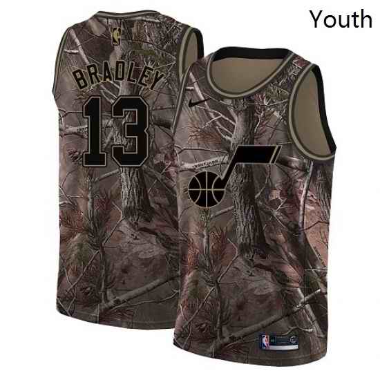 Youth Nike Utah Jazz 13 Tony Bradley Swingman Camo Realtree Collection NBA Jersey